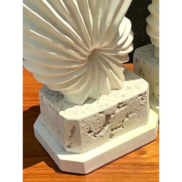 Vintage Plaster Shell Form Table Lamps - Pair For Sale - Image 10 of 12
