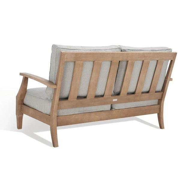 Wood Martinique Wood Patio Loveseat - Natural/Grey For Sale - Image 7 of 11