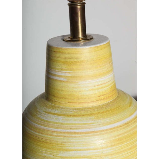 Design Technics Design-Technics Lemon & White Banded Ceramic Table Lamp, 1950's Unmarked For Sale - Image 4 of 8