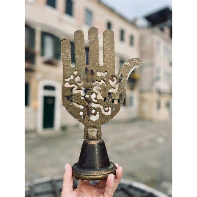 Metal Vintage Hand of Fatima Sculpture For Sale - Image 7 of 11