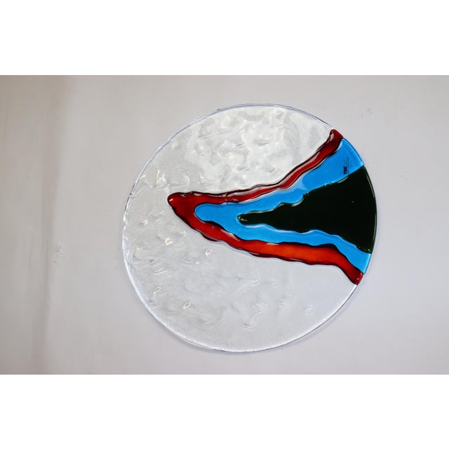 1990s Modern Hand Cast "Vetro Colato" Murano Art Glass Panel, Transparent with Multicolor Accent. Individually and...