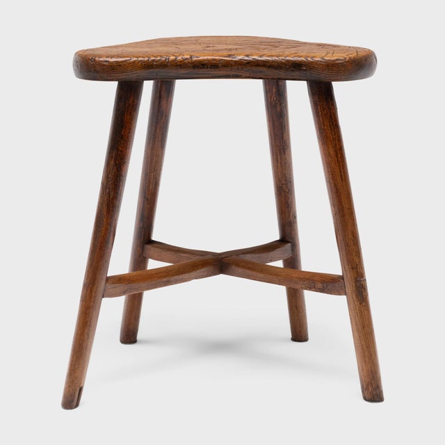 This 19th-century everyday stool is a wonderful example of form meets function. Crafted of northern elm (yumu) using...
