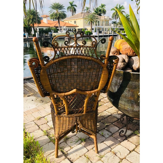 Heywood- Wakefield American Victorian Wicker Arm Chair For Sale - Image 10 of 12