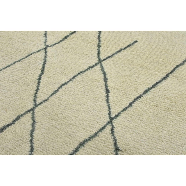 2020s Moroccan Rug 5’11” X 9’2” Ivory Gray Wool Contemporary Hand-Knotted Carpet For Sale - Image 5 of 15