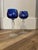 Glass Pair of Bohemian Traube Nachtmann Cobalt Blue Cut Crystal Wine Glasses For Sale - Image 7 of 10