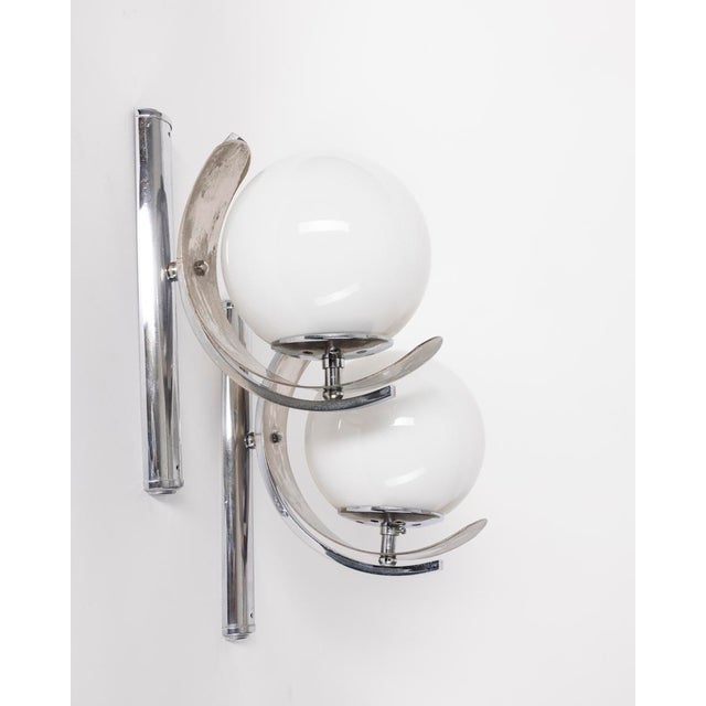 Modern Vintage Italian Wall Lamps in Metal and Glass, Set of 2 For Sale - Image 3 of 8
