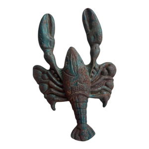 Vintage Lobster or Crawfish Boot Jack Cast Iron Faded Blue Door Stop