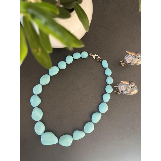 Turquoise Paste Necklace with 925 Silver Clasp, 1990s For Sale - Image 4 of 8