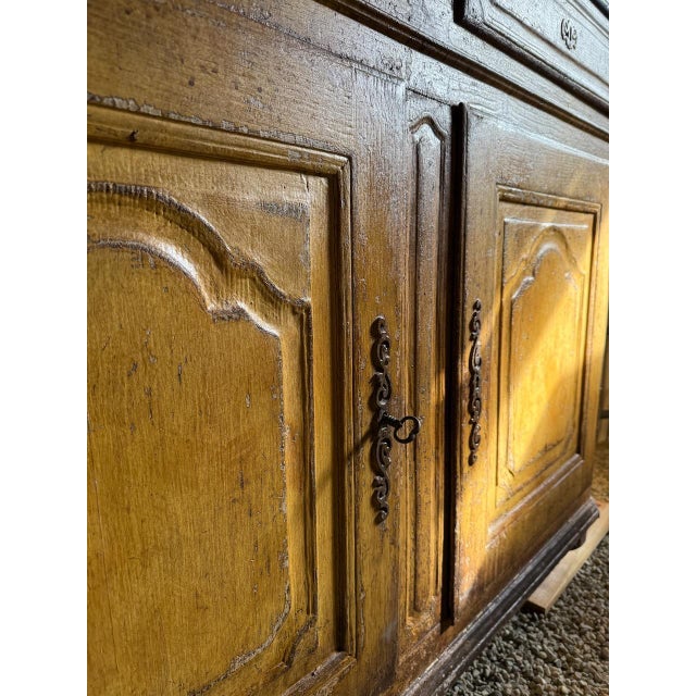 Antique French Provincial Sideboard – 18th Century Ochre Painted Buffet For Sale - Image 4 of 5