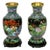 Colorful Floral Cloisonne Vases on Carved Bases - a Pair For Sale