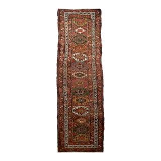 Vintage Plush Earthy Clay, Terracotta, Grassy Green & Persimmon Runner Rug 3.4 X 12.7 For Sale