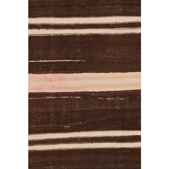 Moroccan Vintage Moroccan Kilim Runner Rug With Beige-Brown Stripes, From Rug & Kilim For Sale - Image 3 of 7