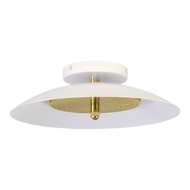 Signal Flush Mount, White & Brass, From Souda, Modern, Minimal, Led Ceiling Light For Sale