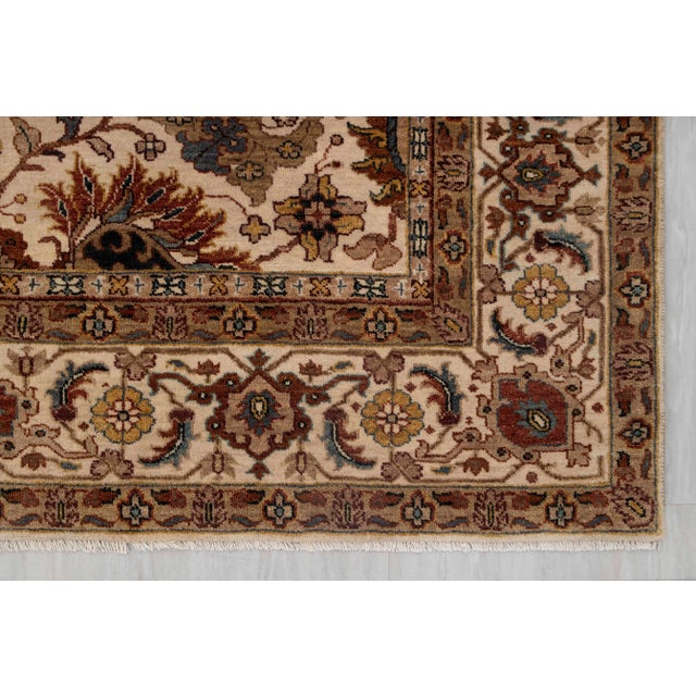 Textile Ivory Cream Persian Tabriz Soft Hand Knotted Wool Rug 6x9Ft. For Sale - Image 7 of 18
