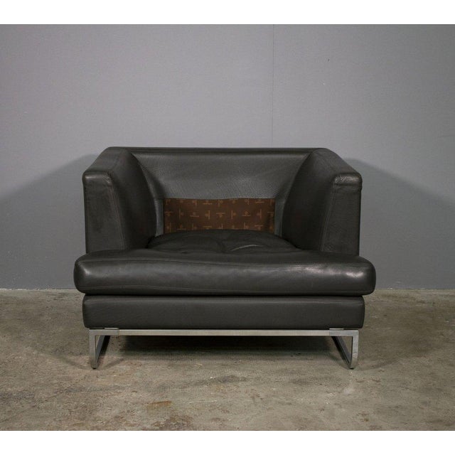 1970s Sofa and Lounge Chair in Anthracite Leather from Valdichienti, 1970s, Set of 2 For Sale - Image 5 of 11