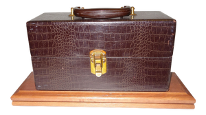 Cinema Equipment Carry Case Patterned Croc Canvas on Wood, Circa 1940s