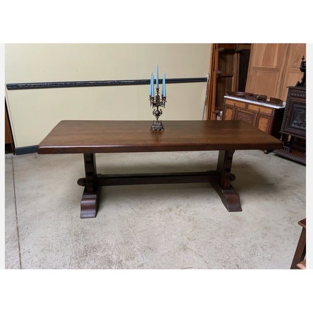 Brown Antique Imposing Monastery Table, 1940 For Sale - Image 8 of 12