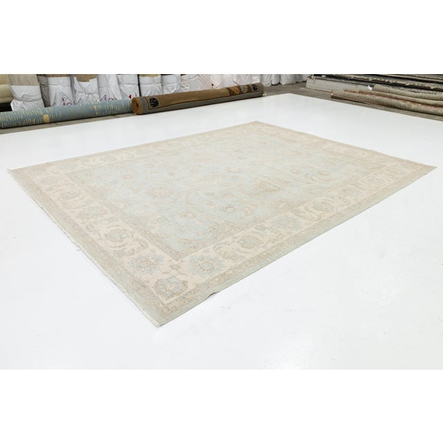 Serene Sky: Modern Peshawar Hand-Knotted Wool Rug 9x12 For Sale - Image 11 of 11