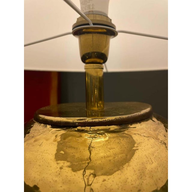 Hammered Brass Table Lamp, 1970s For Sale - Image 3 of 9