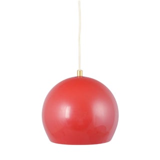 Topan Pendant Lamp in Red Lacquered Metal by Verner Panton for Louis Poulsen, 1960s For Sale