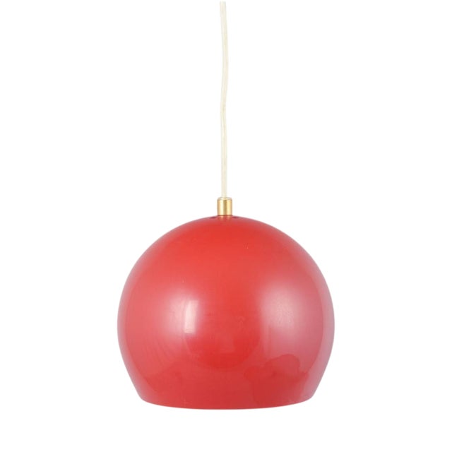 Topan Pendant Lamp in Red Lacquered Metal by Verner Panton for Louis Poulsen, 1960s For Sale