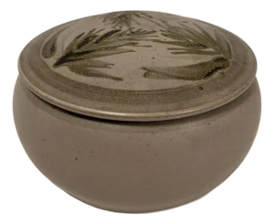 1970s Vintage Thompson Signed Hand Painted Ceramic Trinket Box With Lid