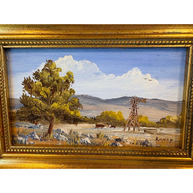 Wood Miniature Oil Painting by West Texas Artist John W. Richey For Sale - Image 7 of 10
