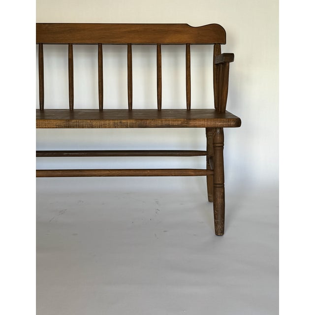 American 1940s Antique Pine Bench For Sale - Image 3 of 7