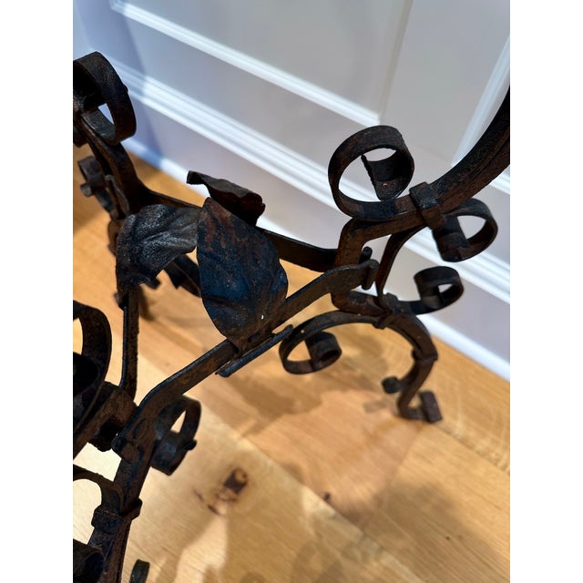 Continental Wrought Iron Tripod Plant Stand With Scrollwork and Foliage Circa 1880 For Sale - Image 15 of 17