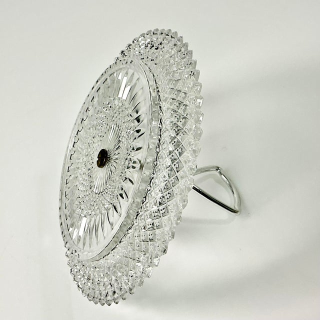 Glass Mid 20th Century Hollywood Regency Boho Chic Glass Diamond Point Bon Bon Plate. For Sale - Image 7 of 8