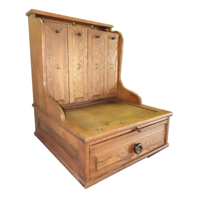 Antique McCaskey Counter Top File Cabinet Register ~W Drop Down Drawers & Tray For Sale