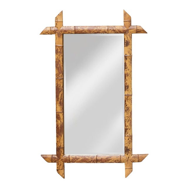 Harrison Van Horn Faux Bamboo Mirror, 20th Century, Handcrafted Elegance For Sale