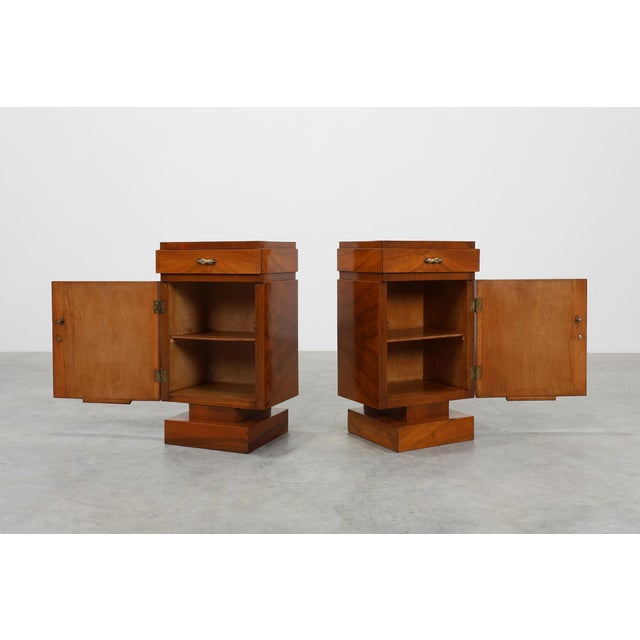 Art Deco Geometric Wooden Nightstands, Italy, 1920s, Set of 2 For Sale - Image 6 of 15
