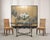 A rich and dramatic 20th century Chinese Export folding six-panel double-sided coromandel screen executed in radiant gilt,...