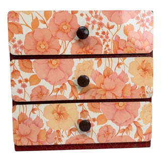 Vintage Japanese Drawer Cabinet with Floral Motif, 1970s For Sale