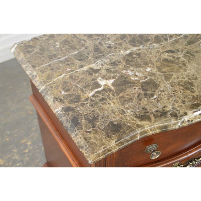 Bassett Cherry Wood Pair of Marble Top Nightstands Chests Chairish