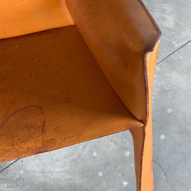 CAB 413 Armchairs in Cognac Leather attributed to Mario Bellini for Cassina, 1970s, Set of 2 For Sale - Image 11 of 16