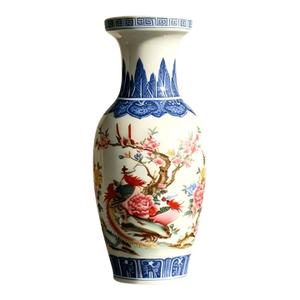 Chinese Ceramic Vase,Famille Rose Porcelain Vase Hand Painted Flowers and Birds Pattern