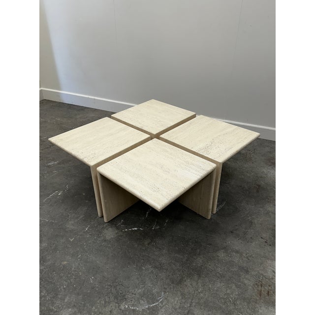 Modular Travertine Coffee Table, 1980s, Set of 4 For Sale - Image 12 of 14