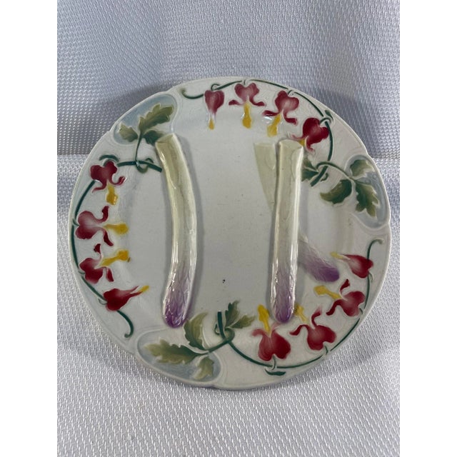 Antique French Faience Saint Clement Asparagus Plate For Sale - Image 9 of 12