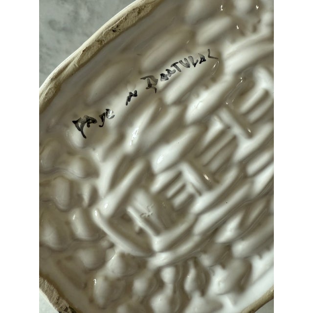 Vintage Portuguese Woven Ceramic Basket With Lemon Details For Sale - Image 10 of 10