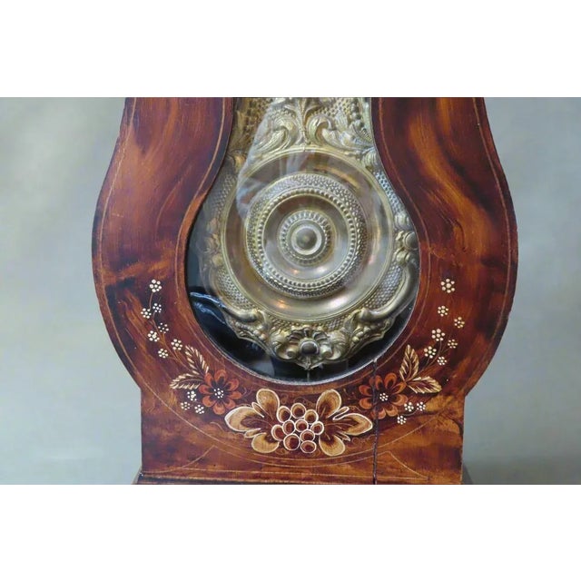 H Bouquin Gorgeous French Grandfather Clock With Hand Painted Florals For Sale - Image 4 of 10
