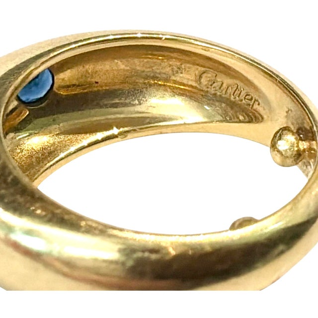 Cartier 18k Yellow Gold Diamond Sapphire Gypsy Ring, France For Sale - Image 11 of 14
