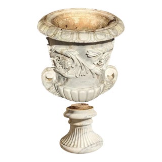 Monumental Vintage Italian Neoclassical Marble Garden Planter Jardinière For Sale