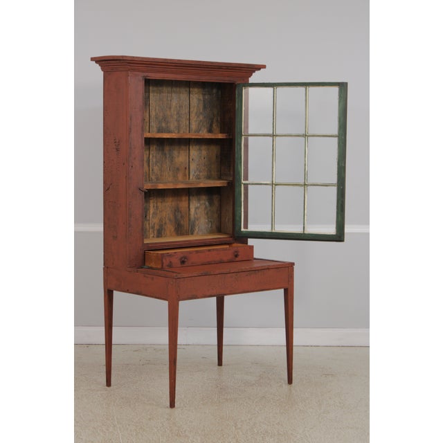 1970s Country Paint Decorated Primitive Plantation Desk For Sale - Image 5 of 16