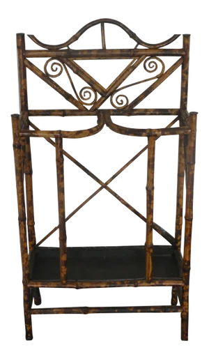 19th Century Japanned Tortoise Shell Bamboo Umbrella Stand