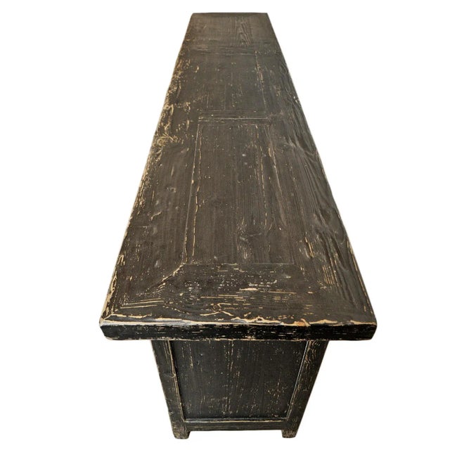 Vintage Black Carved Jilang Sideboard Credenza For Sale In Los Angeles - Image 6 of 9