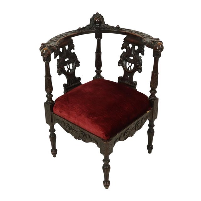 Antique Italian Oak Corner Chair, 1890s For Sale - Image 10 of 18
