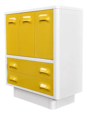 Space Age Broyhill Chapter One Yellow and White Gentlemen's Chest Dresser
