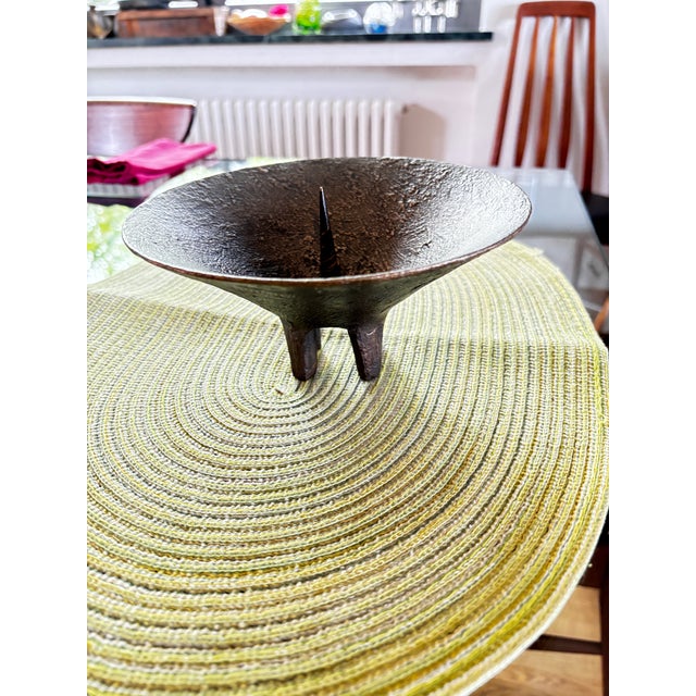 Metal Vintage Brutalist Bronze Candlestick by Michael Harjes, 1960 For Sale - Image 7 of 8
